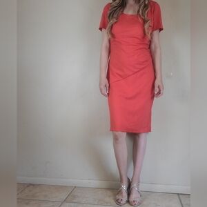 Diane von Furstenberg Hot Coral Bevina Sheath Classy Office Work Dress Size 10